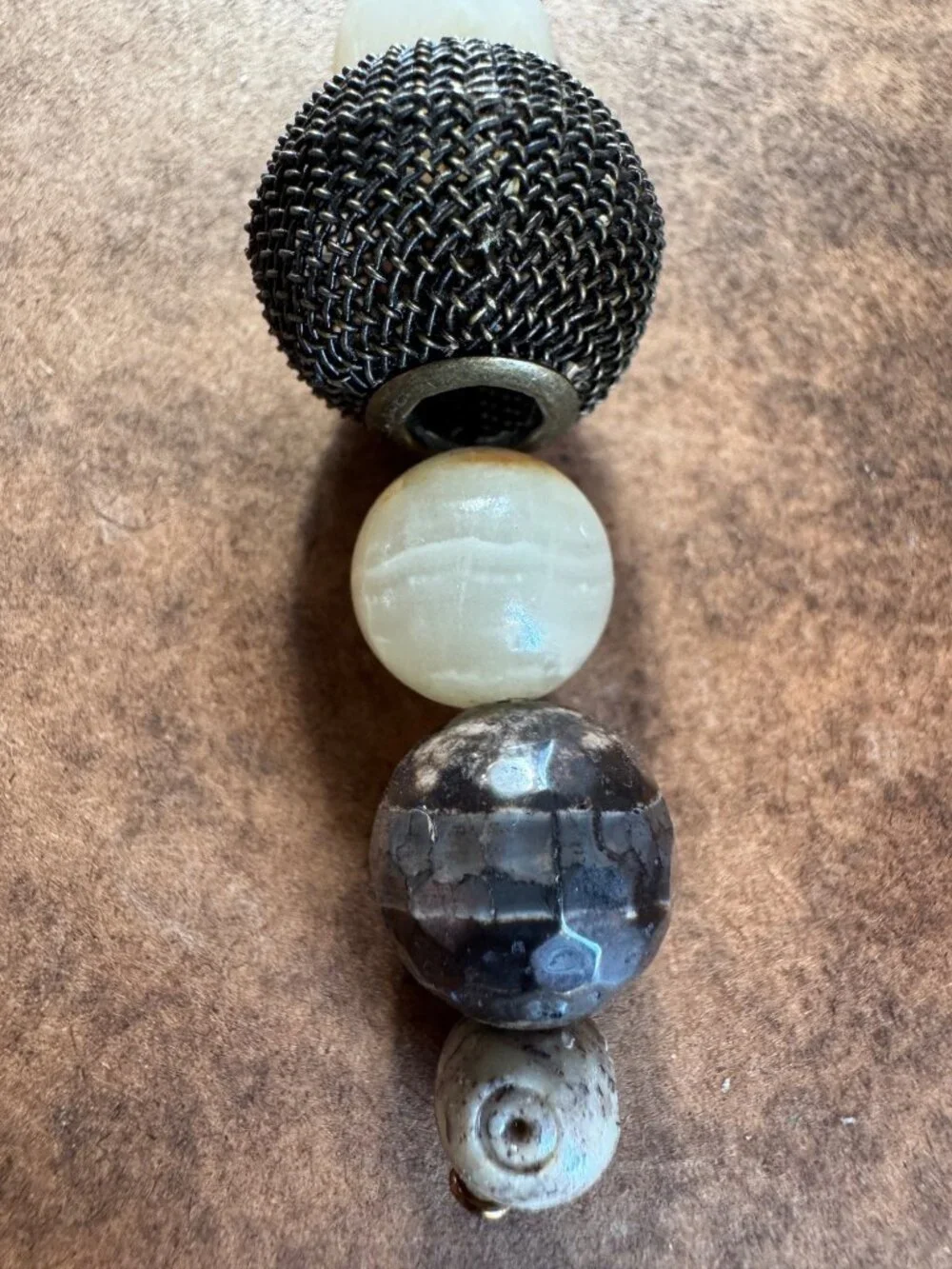 Boho purse charm/keychain with decorative beads